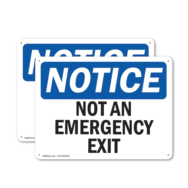 Signmission Exit Sign, Plastic, 18 in W, 12 in H, Not An Emergency Exit OS-2PACK-NS-P-1218-L-15136 - main